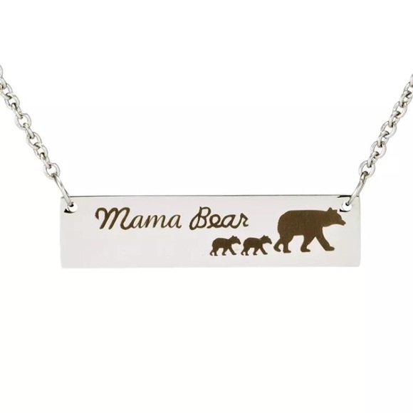 Mama Bear Stainless Steel Bar Necklace - Picture 6 of 7